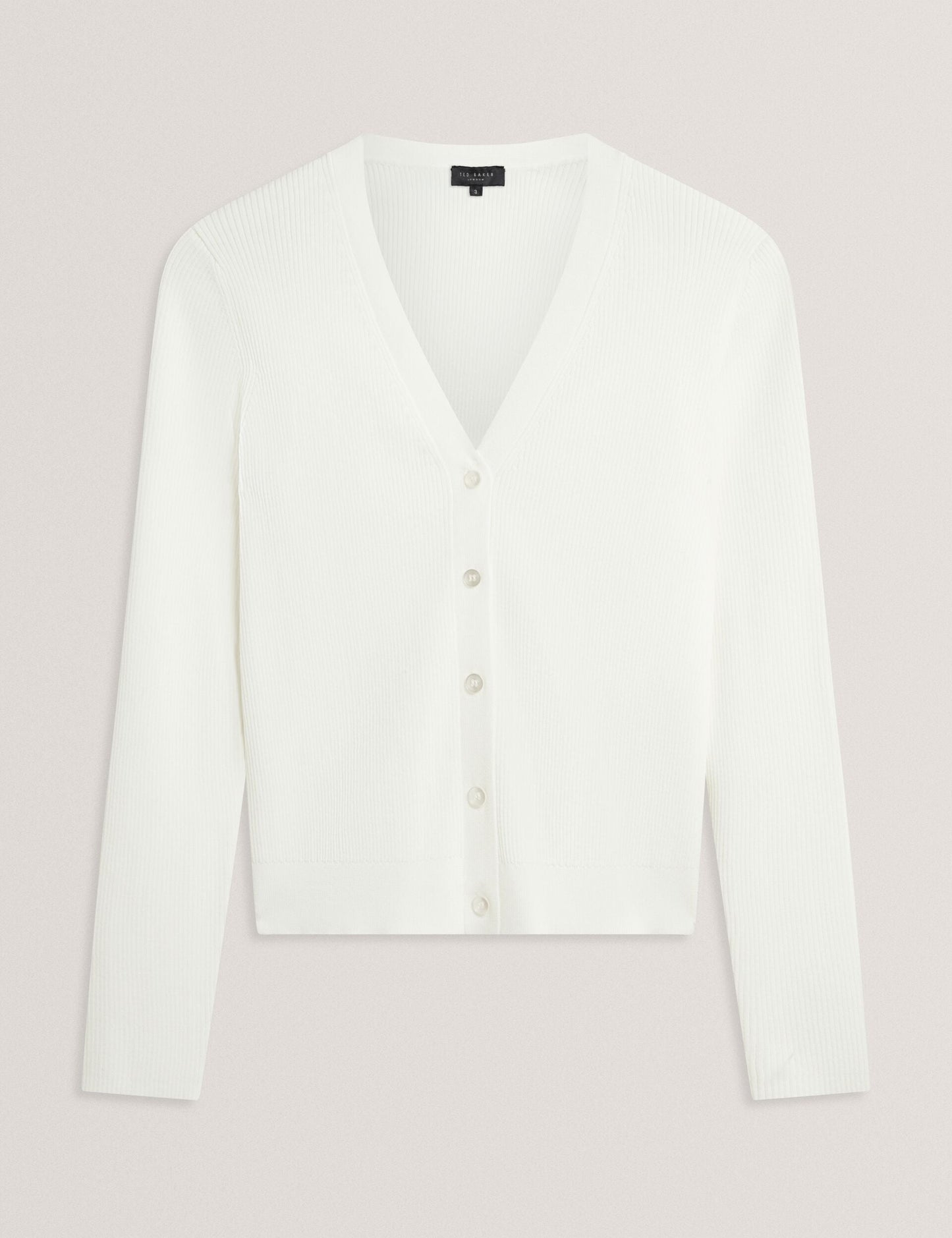 V-NECK CARDIGAN WITH RIB | NEW IVORY