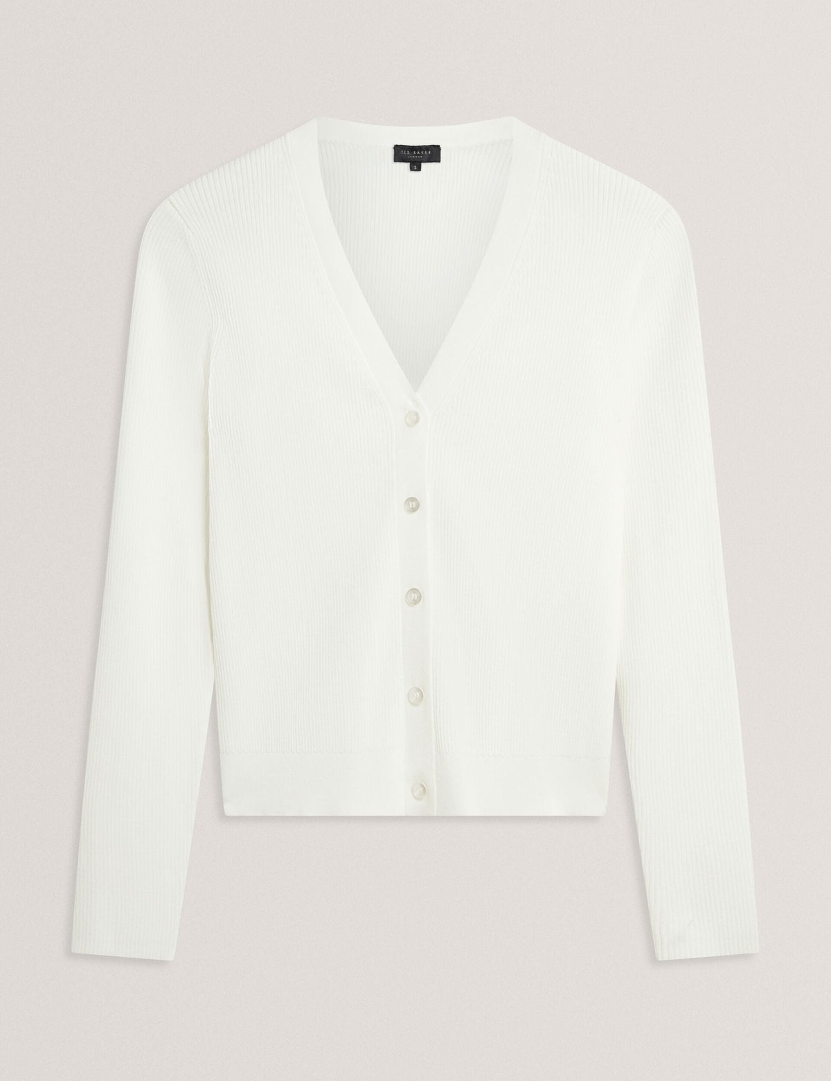 V-NECK CARDIGAN WITH RIB | NEW IVORY