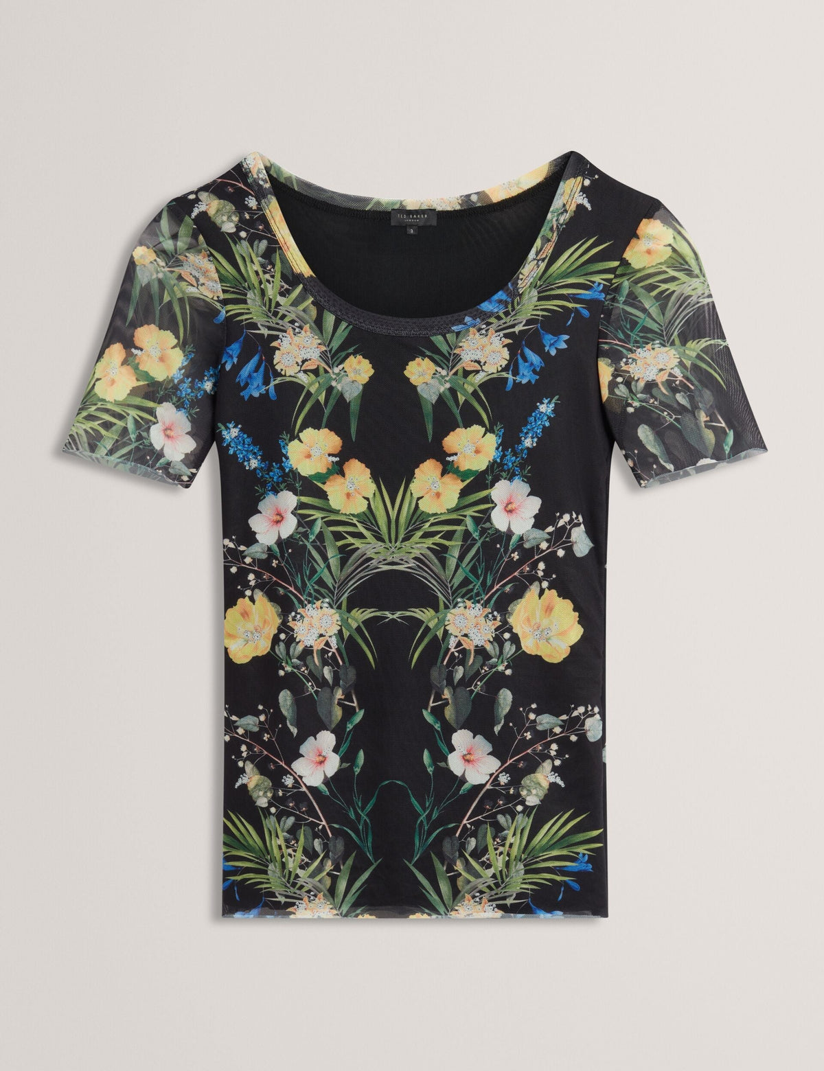 SHORT SLEEVE CREW MESH TOP | RICH BLACK
