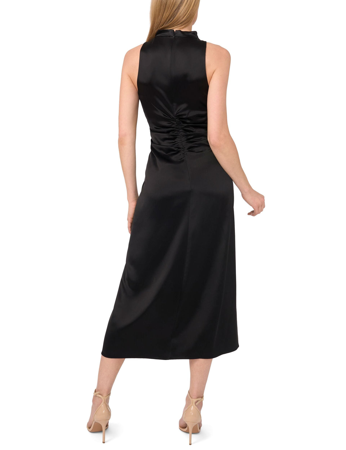 COWL NECK MAXI DRESS WITH RUCHED SIDES | RICH BLACK