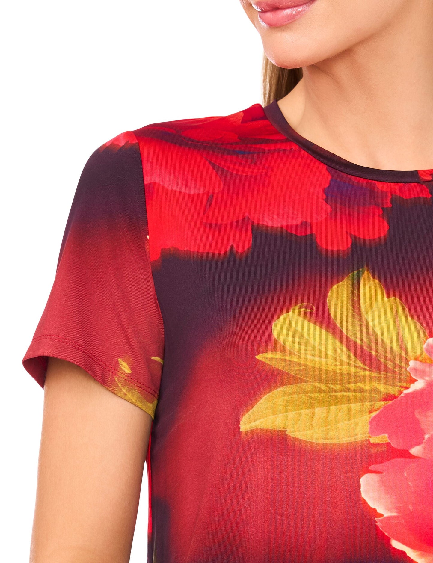 ALLOVER FLORAL T-SHIRT | FLAME SCARLET