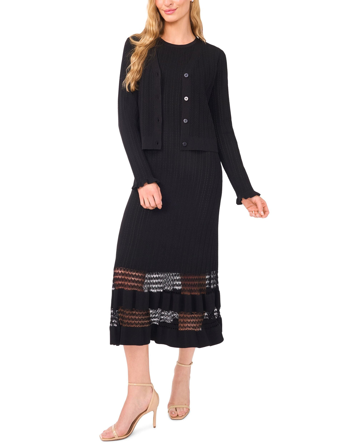 SLEEVELESS CREW NECK MIDI DRESS| RICH BLACK
