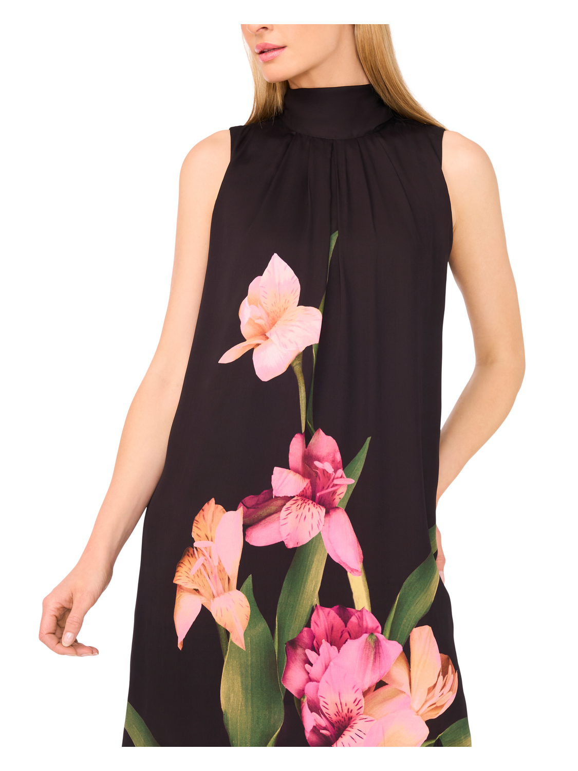 SLEEVELESS BOW MAXI DRESS WITH SLIT | RICH BLACK