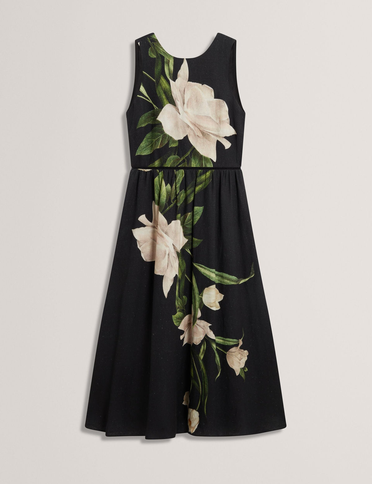SLEEVELESS FIT AND FLARE MAXI DRESS | RICH BLACK