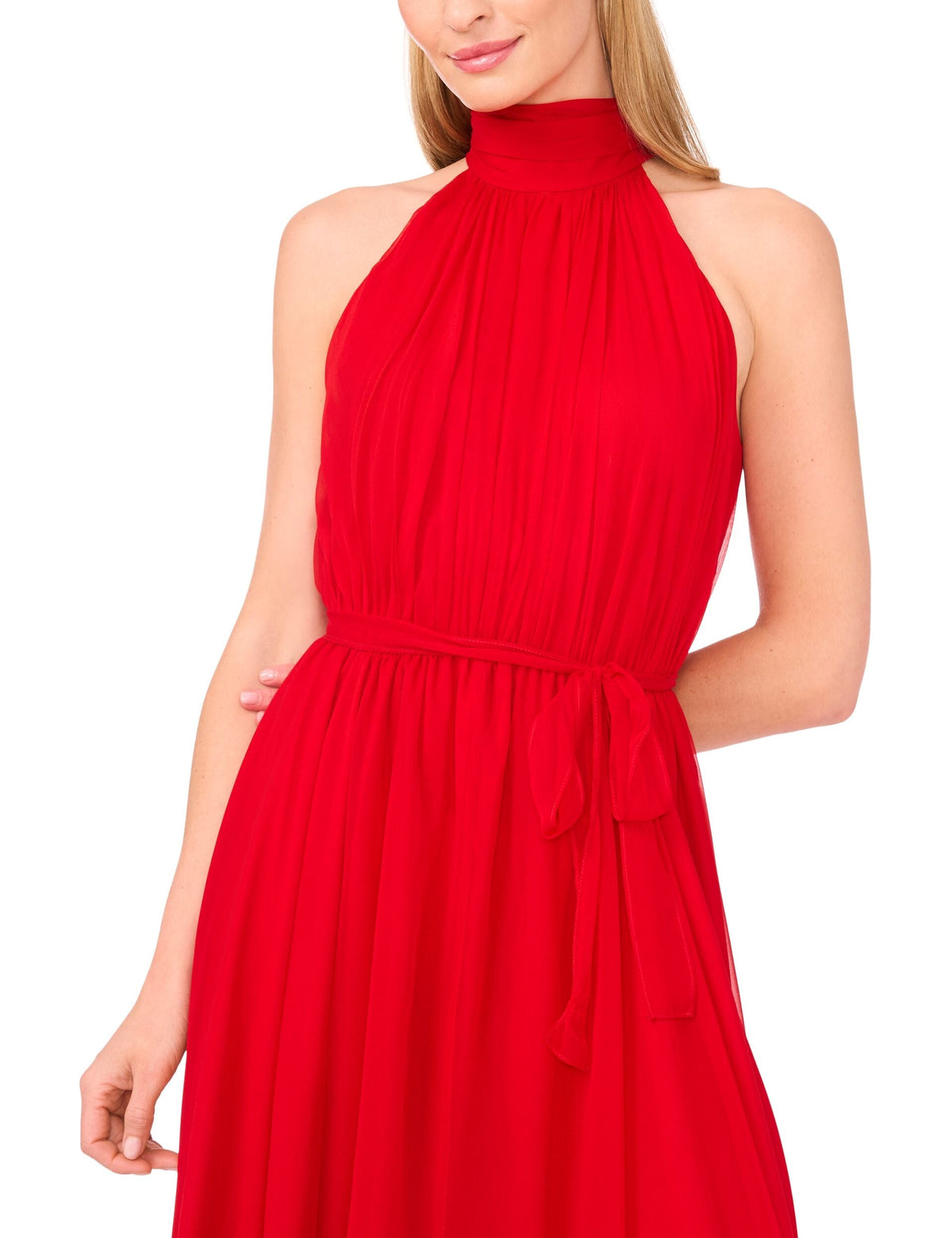 HALTER NECK HANKERCHIEF HEM MIDI DRESS | SALSA