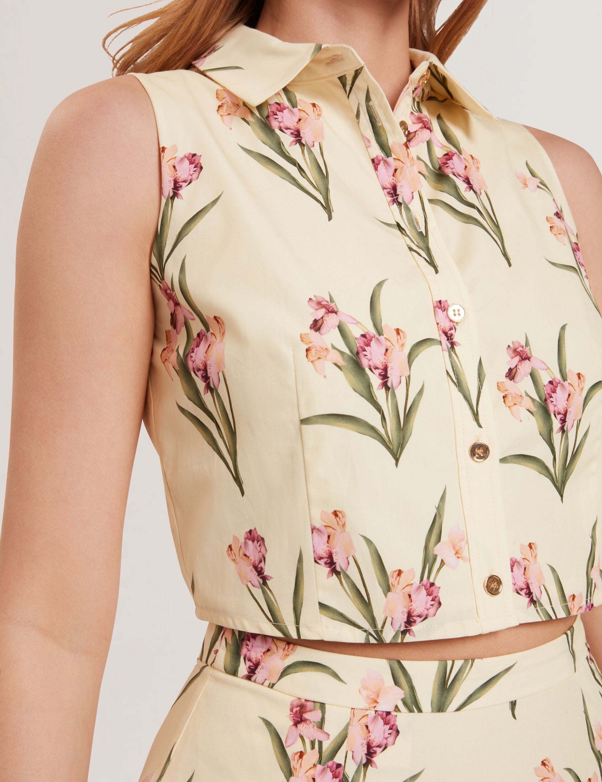  SLEEVELESS BUTTON UP SHIRT | TRANSPARENT YELLOW