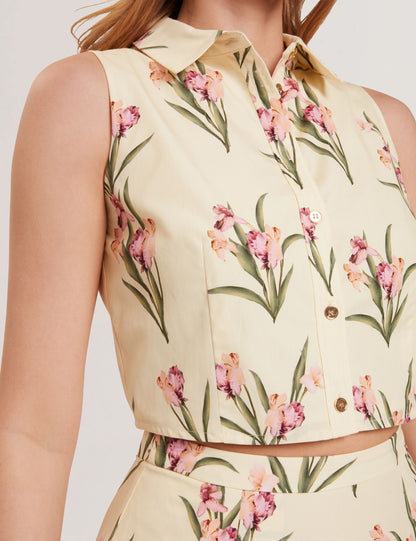  SLEEVELESS BUTTON UP SHIRT | TRANSPARENT YELLOW