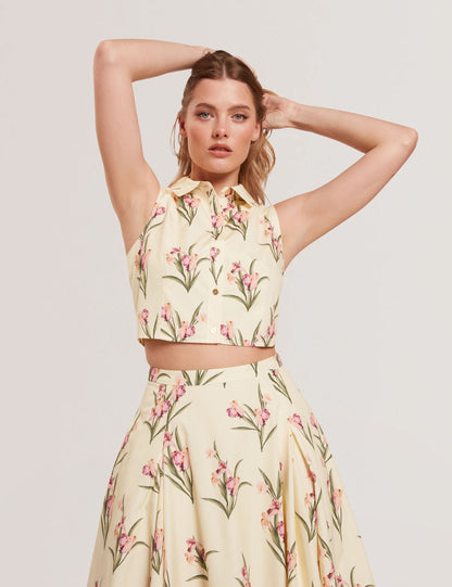  SLEEVELESS BUTTON UP SHIRT | TRANSPARENT YELLOW