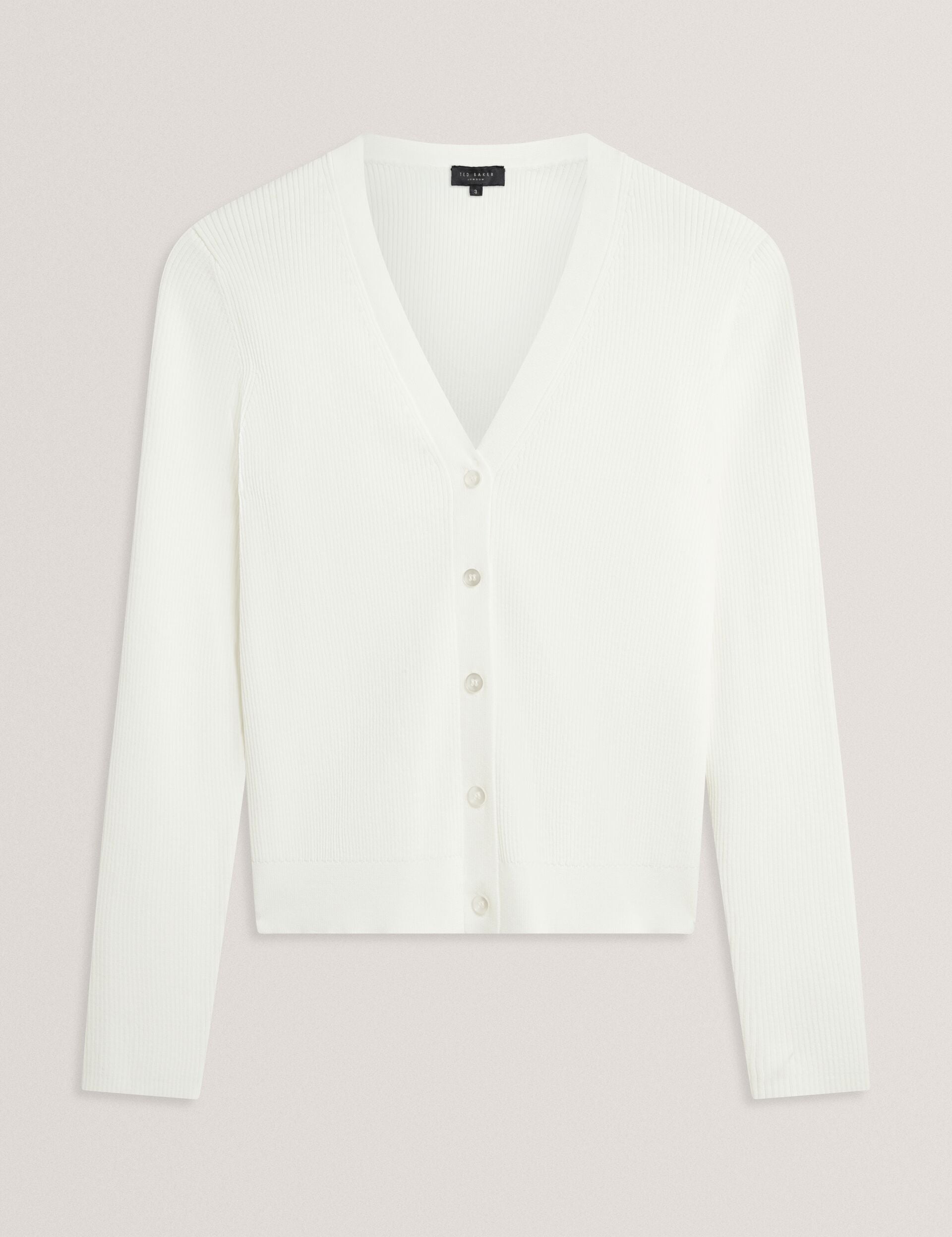 V-NECK CARDIGAN WITH RIB | NEW IVORY