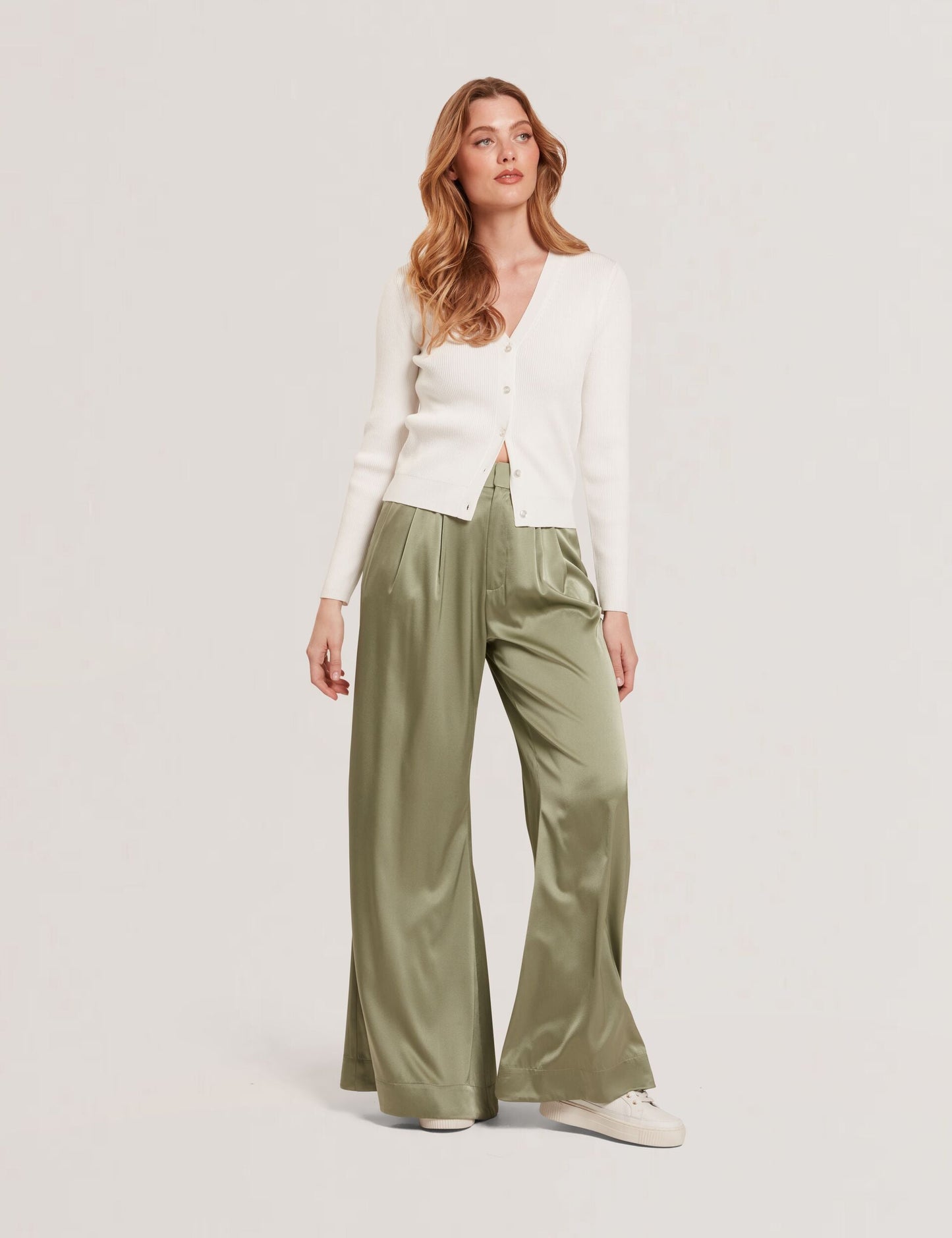  V-NECK CARDIGAN WITH RIB | NEW IVORY
