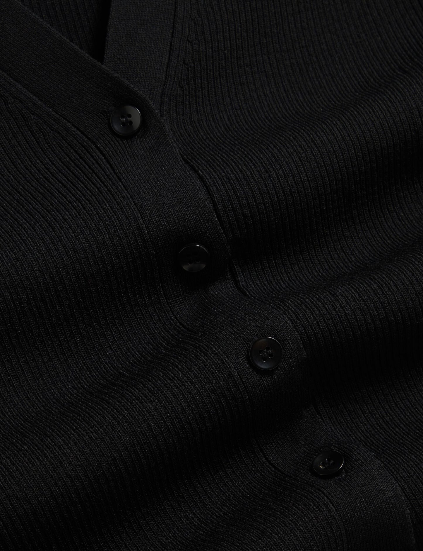  V-NECK CARDIGAN WITH RIB | RICH BLACK