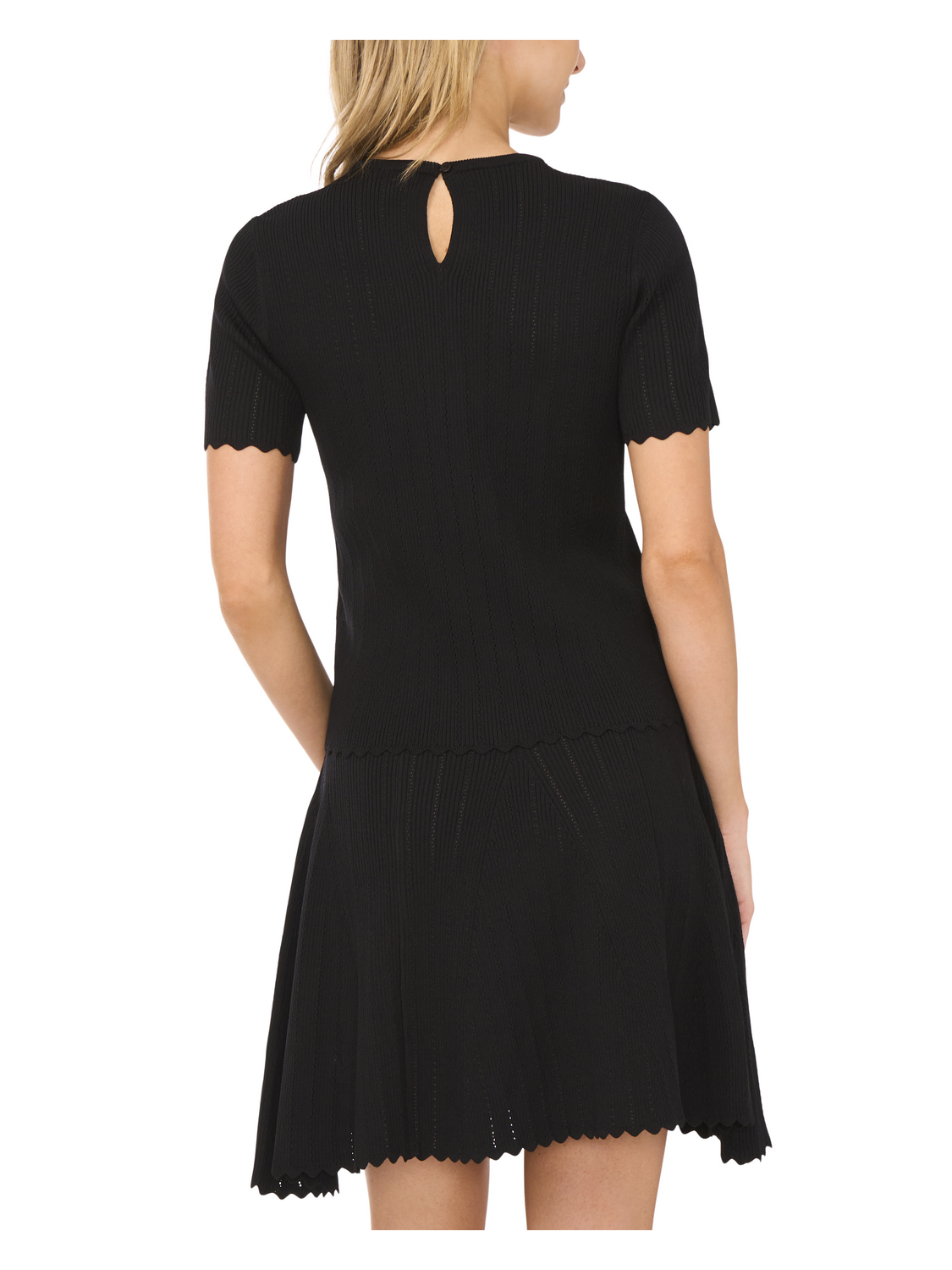  SHORT SLEEVE POINTELLE & RIB TOP | RICH BLACK