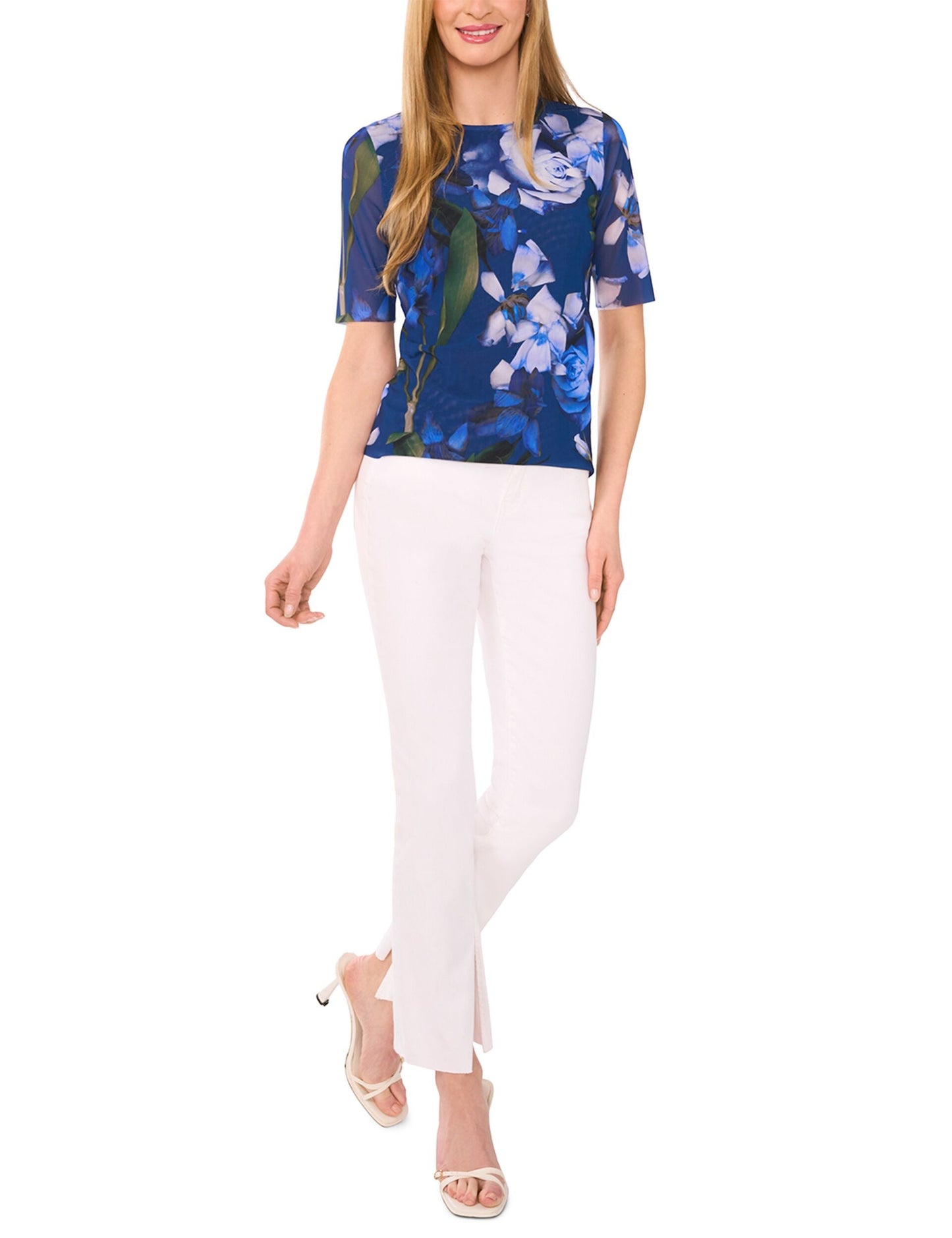  SHORT SLEEVE LINED MOCK NECK MESH TOP | CLASSIC NAVY