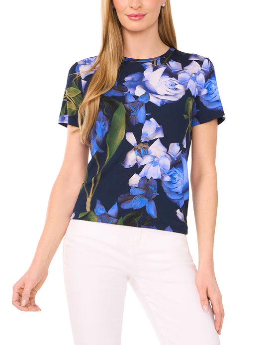  ALLOVER FLORAL T-SHIRT | CLASSIC NAVY