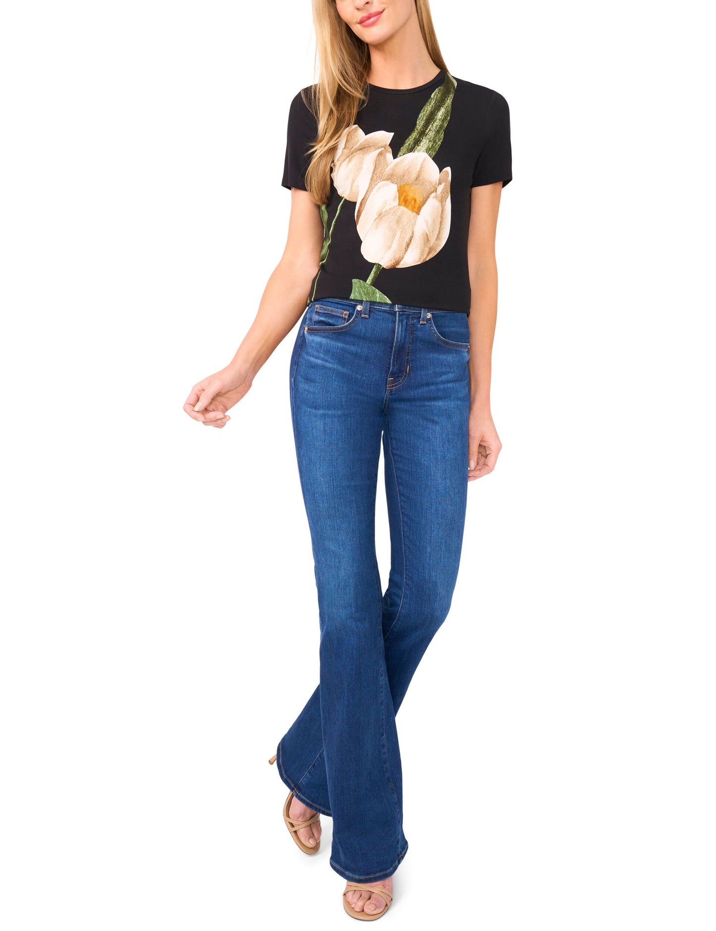  ALLOVER TULIP FLORAL T-SHIRT | RICH BLACK