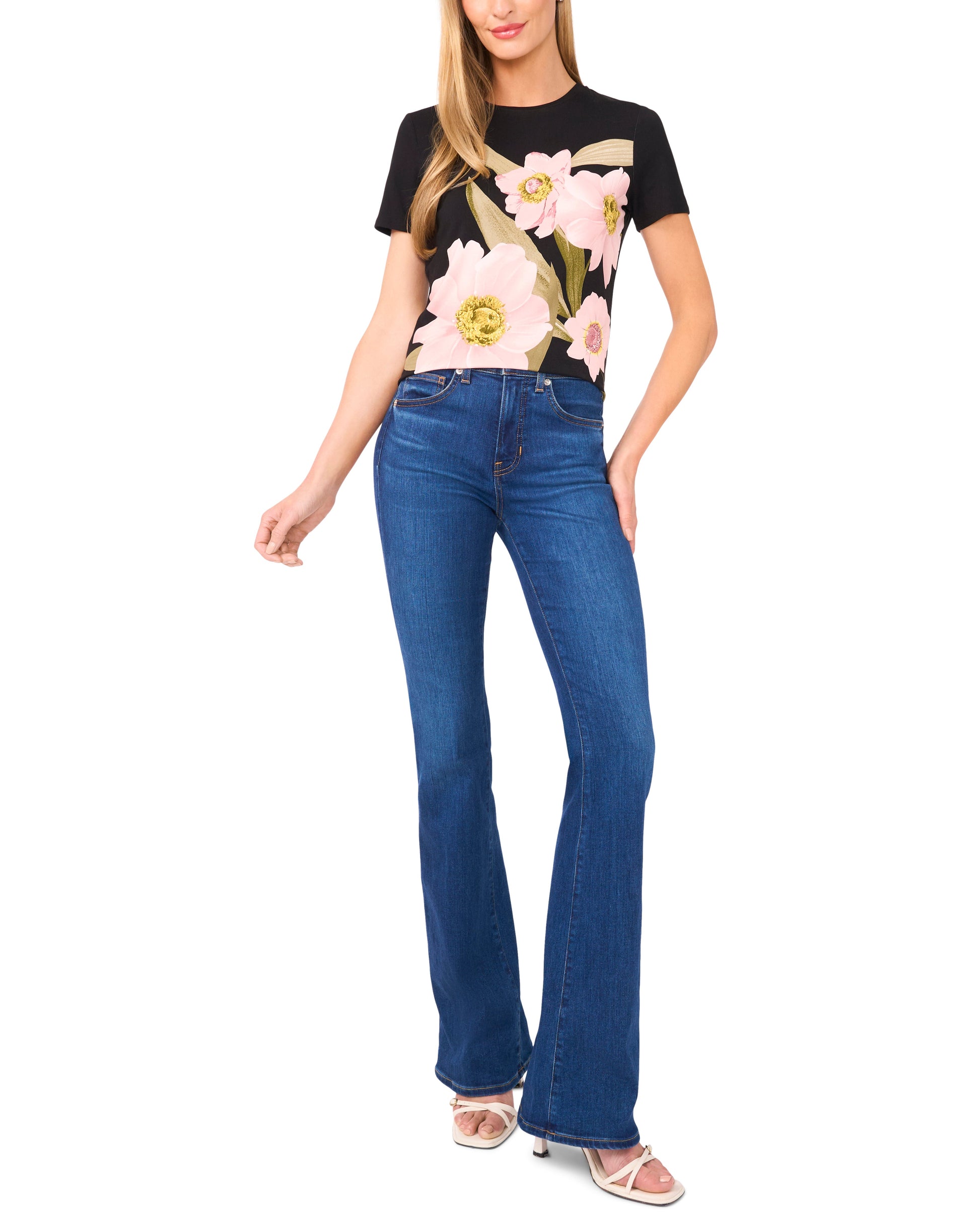  ALLOVER HIBISCUS FLORAL T-SHIRT | RICH BLACK