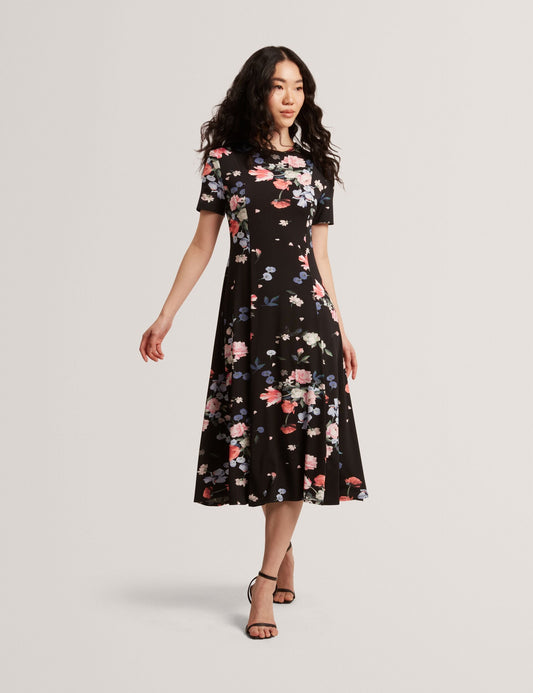  SHORT SLEEVE JERSEY MAXI DRESS | RICH BLACK
