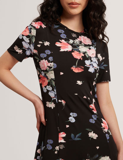 SHORT SLEEVE JERSEY MAXI DRESS | RICH BLACK