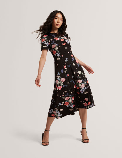  SHORT SLEEVE JERSEY MAXI DRESS | RICH BLACK