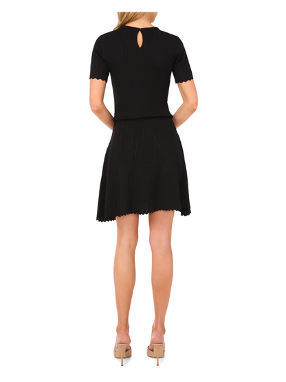  MINI SKIRT WITH POINTELLE & RIB | RICH BLACK