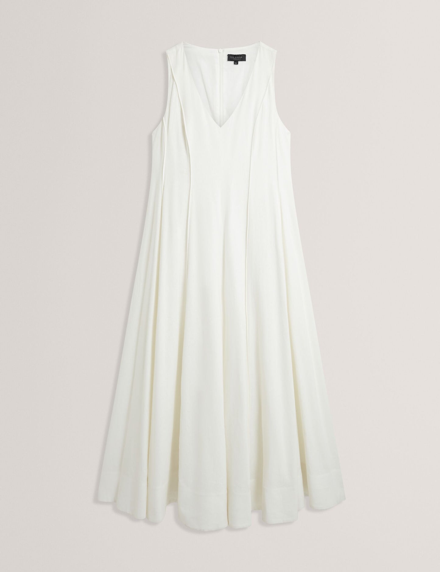 SLEEVELESS V-NECK PLEATED MAXI DRESS | ULTRA WHITE