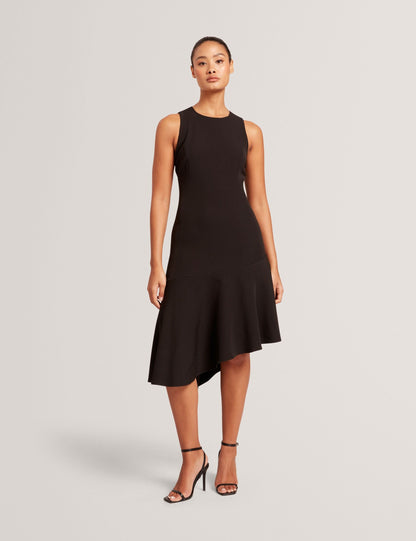  ASYMMETRIC MIDI DRESS | RICH BLACK