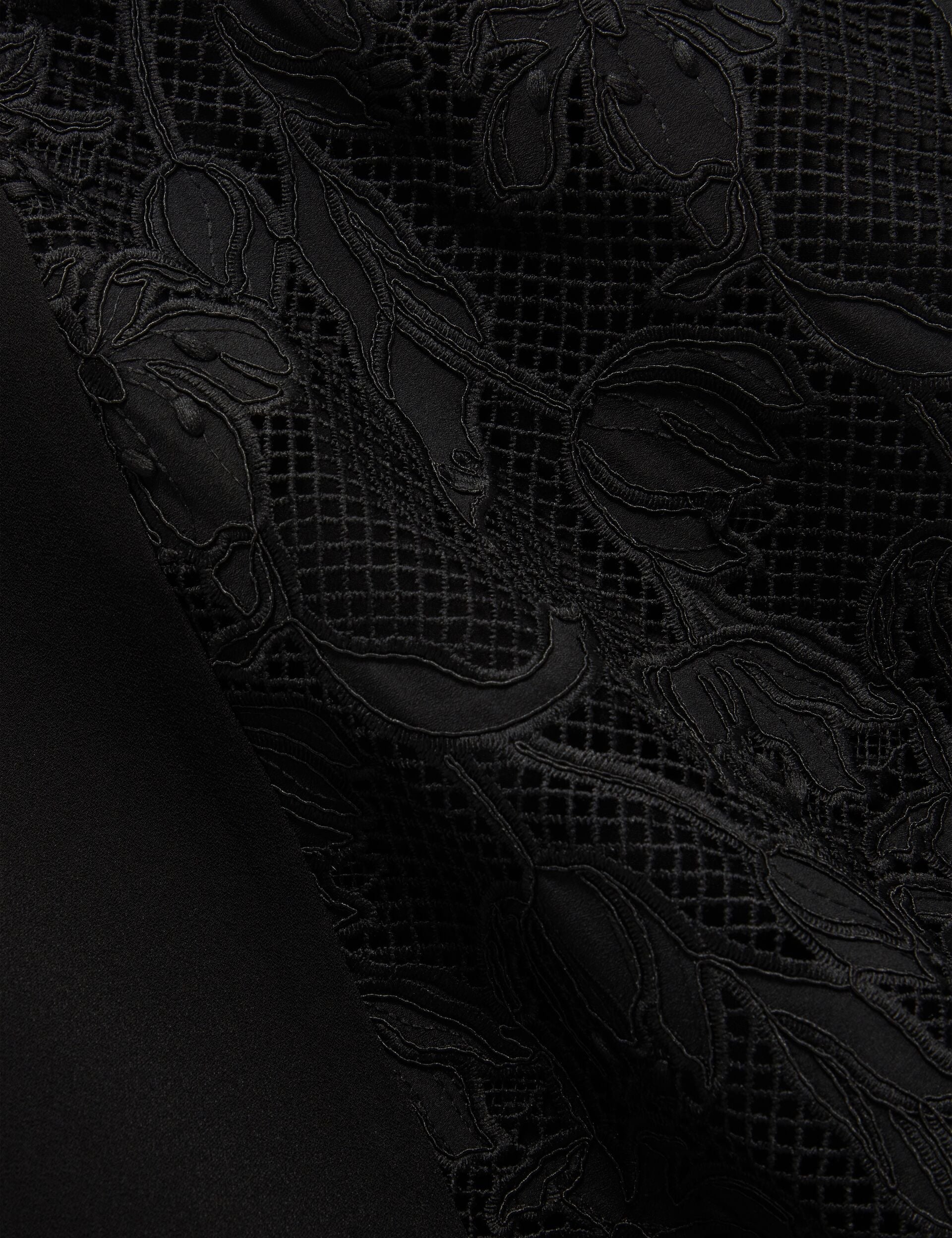  SLEEVELESS LACE APPLIQUE MIDI DRESS | RICH BLACK