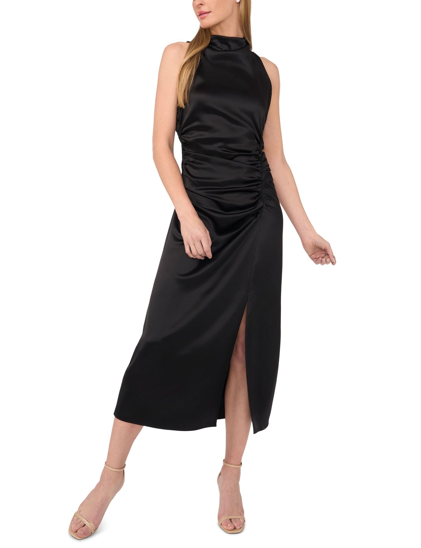  COWL NECK MAXI DRESS WITH RUCHED SIDES | RICH BLACK