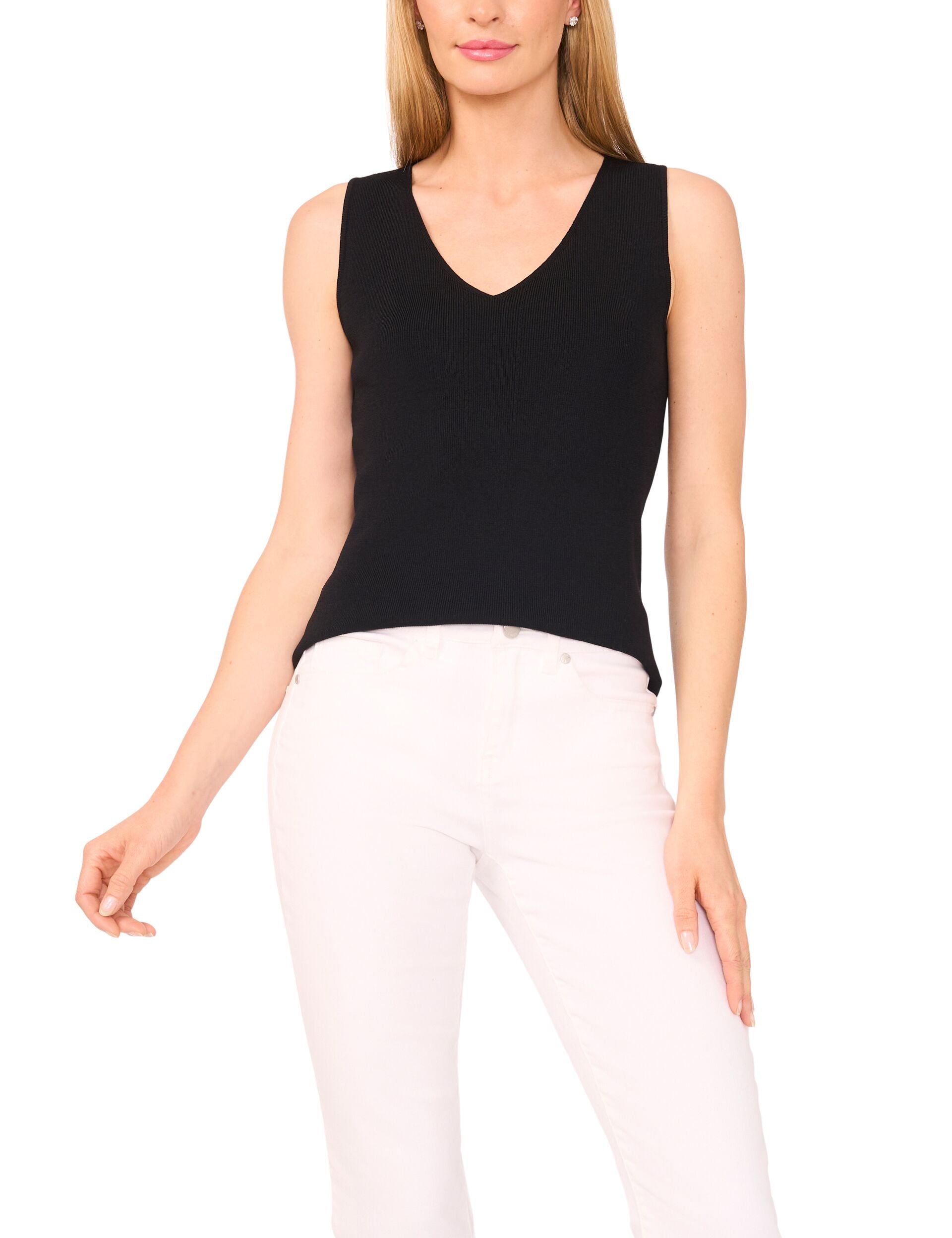  SLEEVELESS V-NECK TOP | RICH BLACK