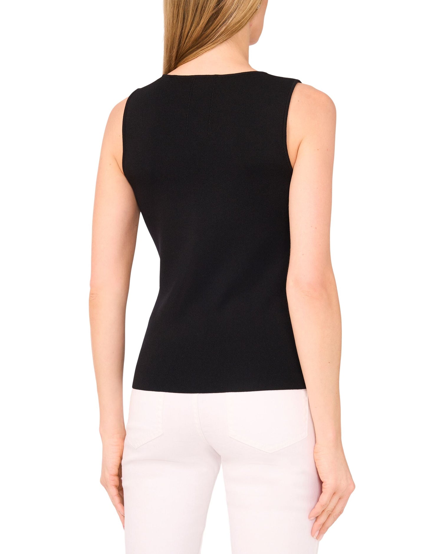  SLEEVELESS V-NECK TOP | RICH BLACK