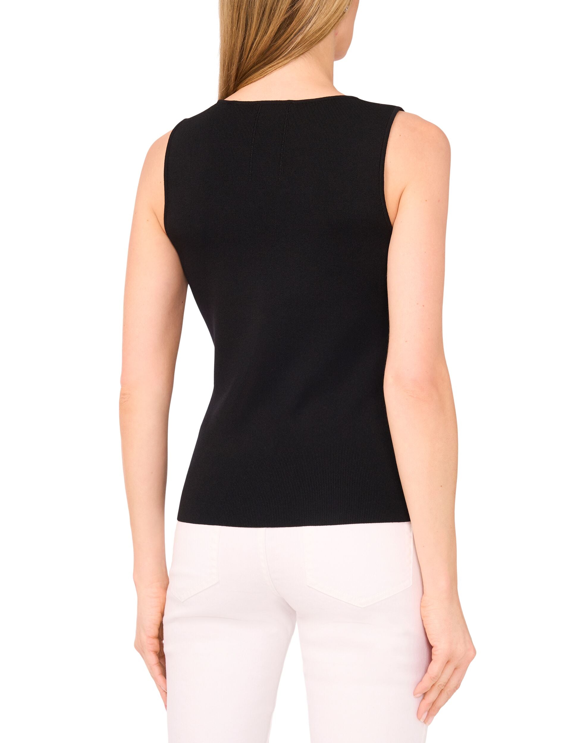  SLEEVELESS V-NECK TOP | RICH BLACK