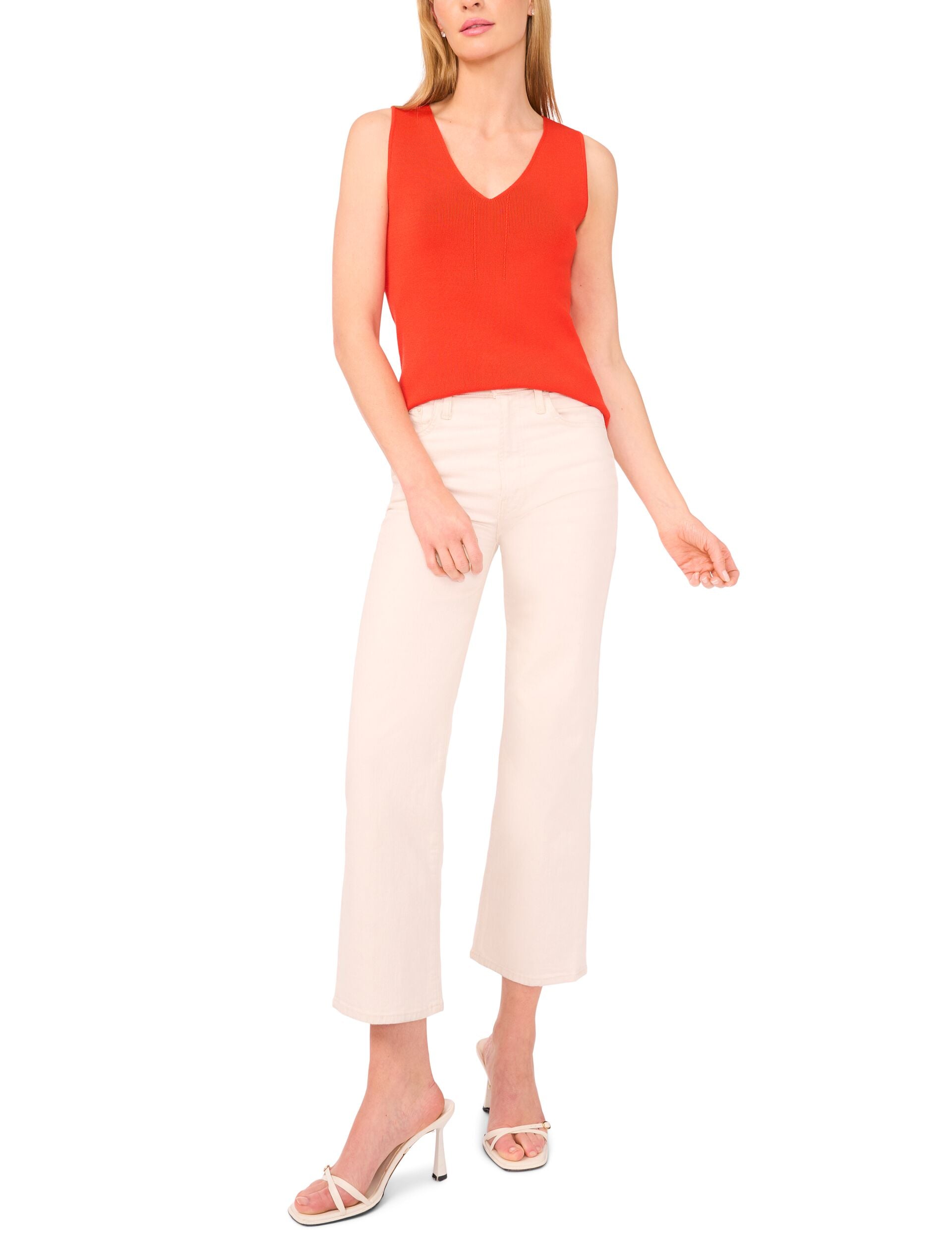  SLEEVELESS V-NECK TOP | SPICY ORANGE