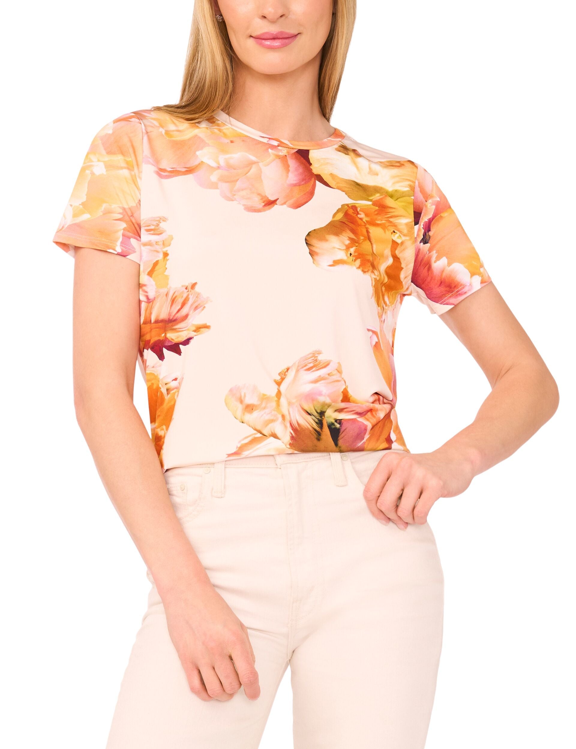  ALLOVER FLORAL T-SHIRT | SPICY ORANGE