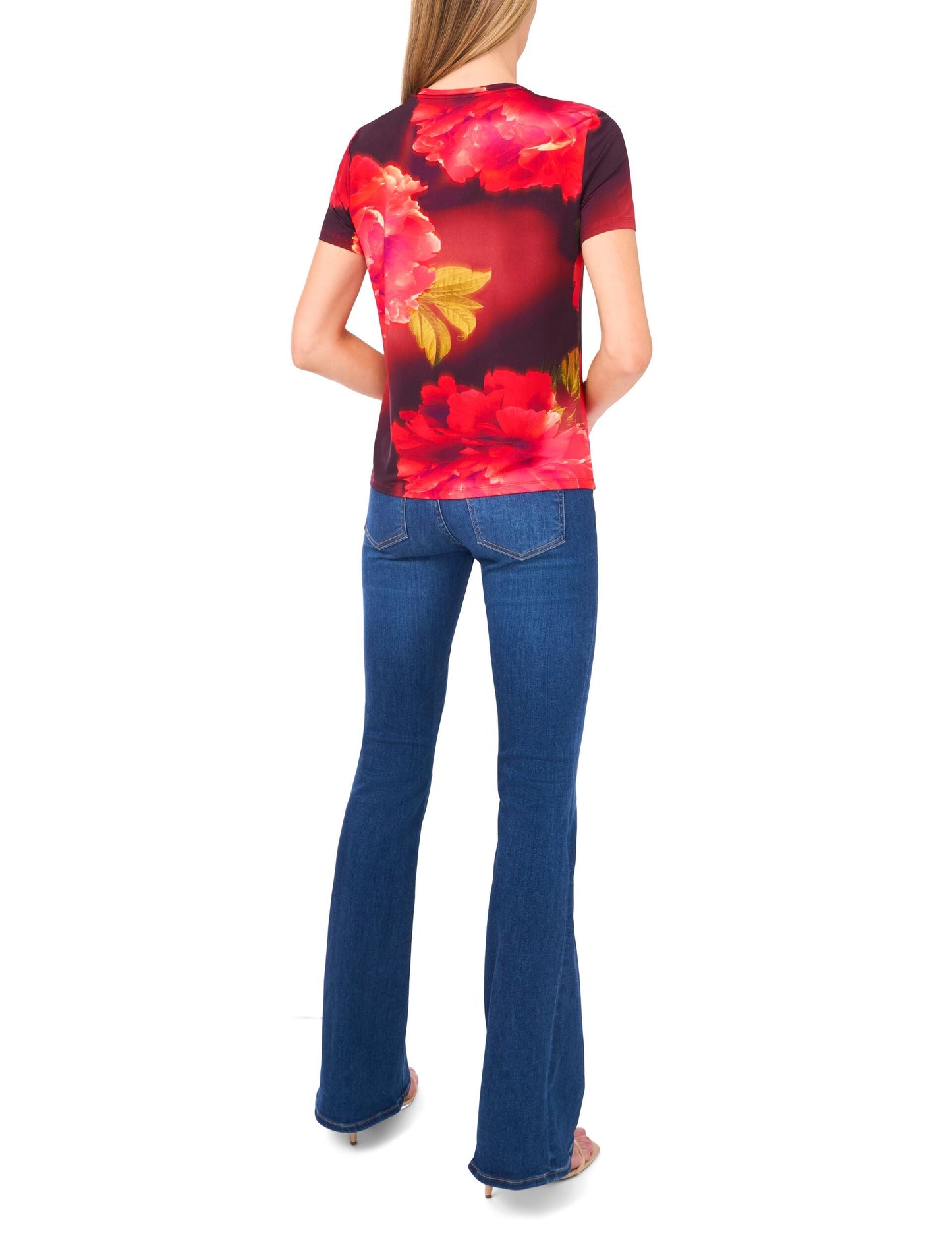  ALLOVER FLORAL T-SHIRT | FLAME SCARLET
