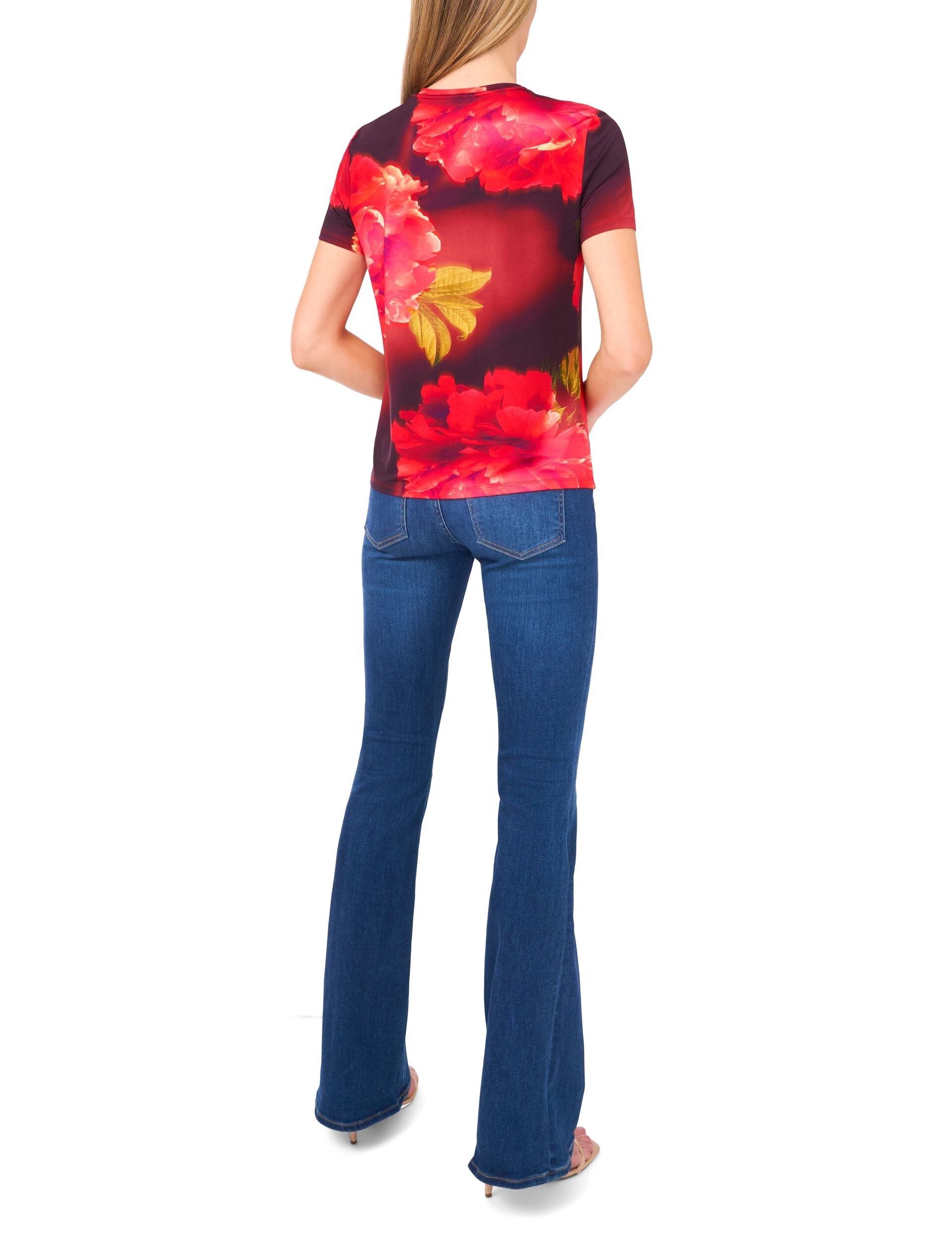  ALLOVER FLORAL T-SHIRT | FLAME SCARLET