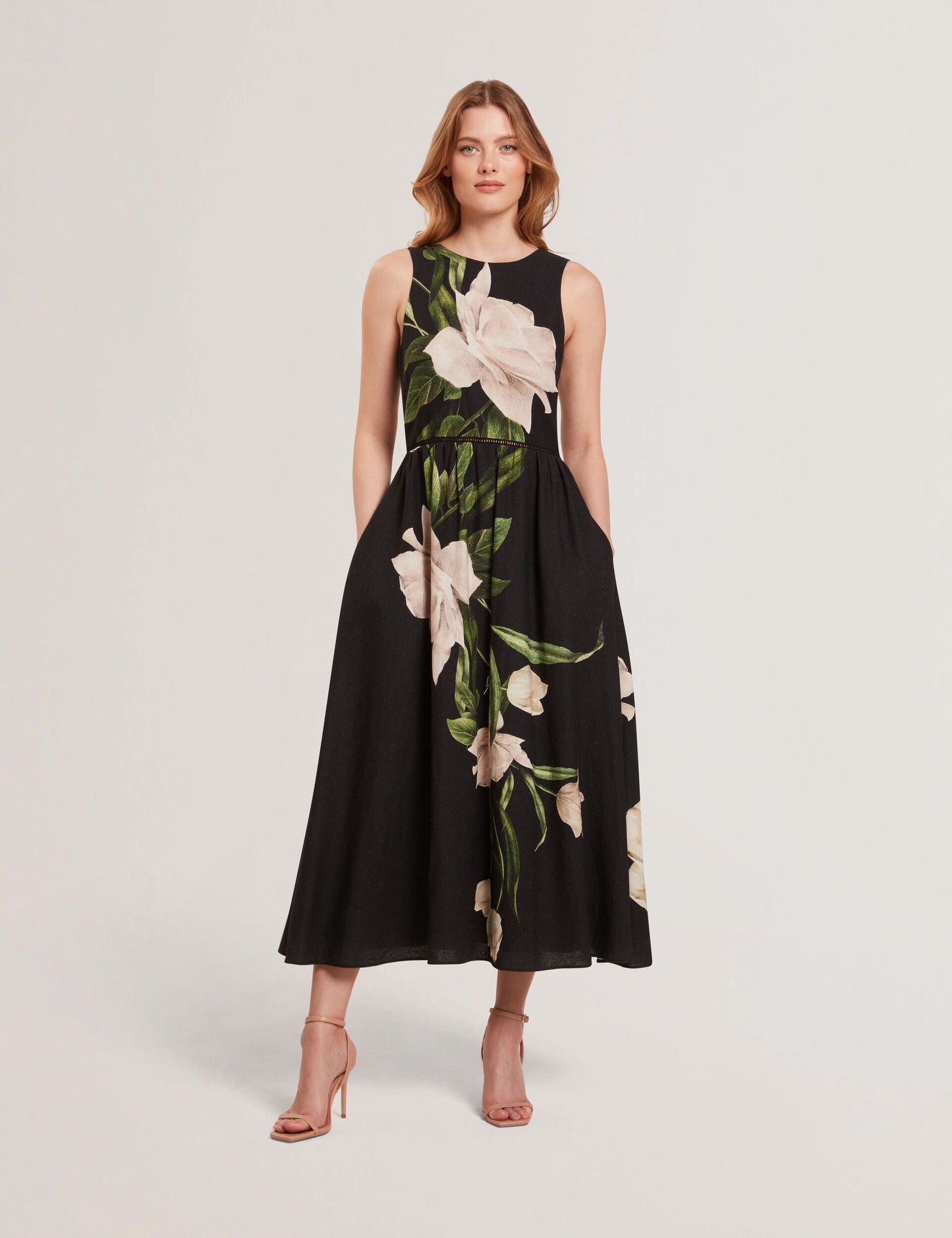  SLEEVELESS FIT AND FLARE MAXI DRESS | RICH BLACK