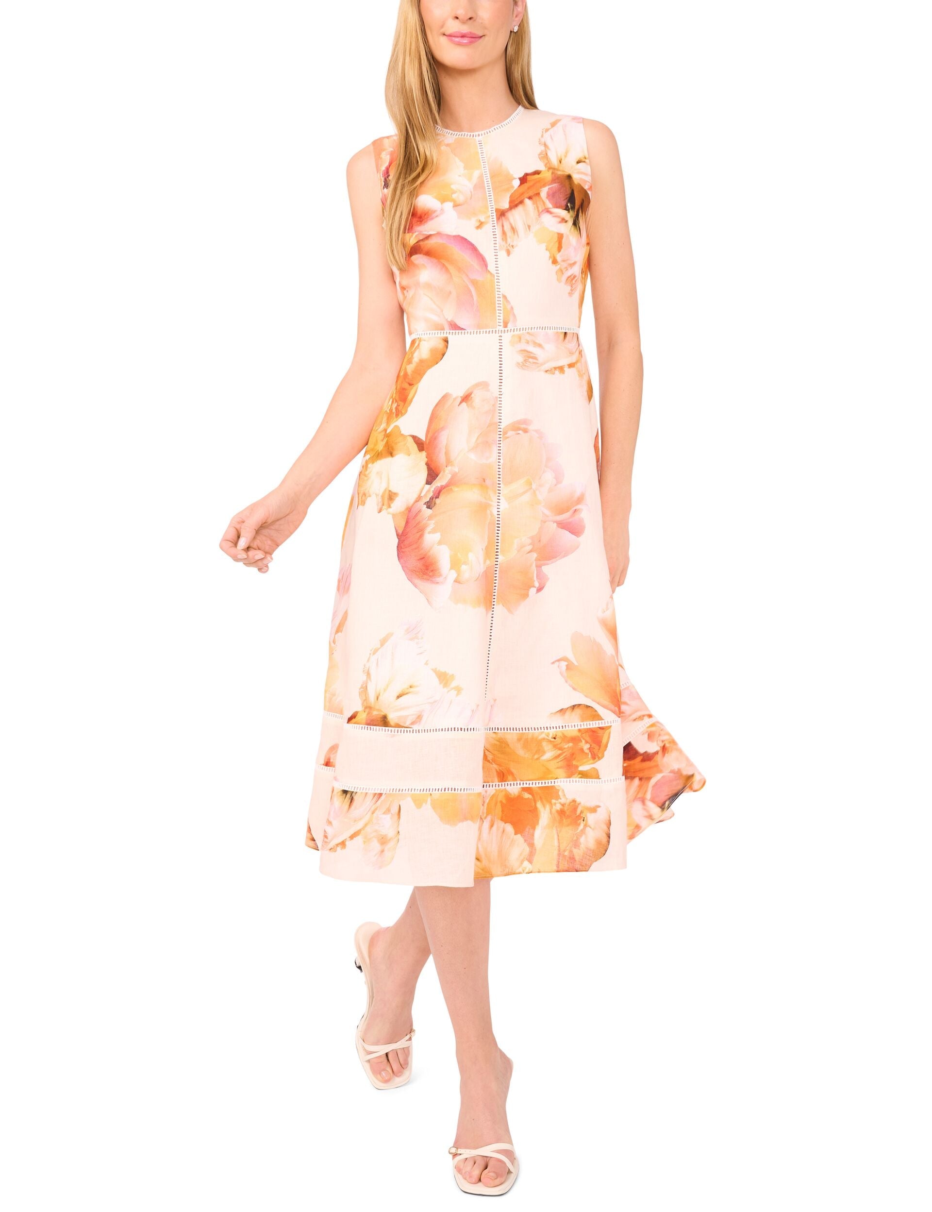  SLEEVELESS SEAM DETAIL DRESS | SPICY ORANGE