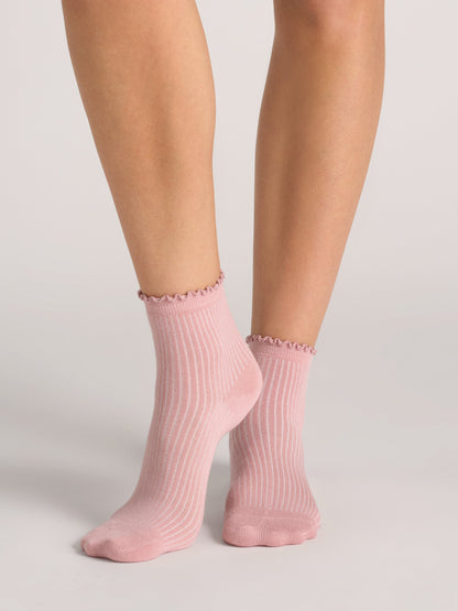  3 PK Women's Non Terry Ruffle Anklet | DK-GREEN