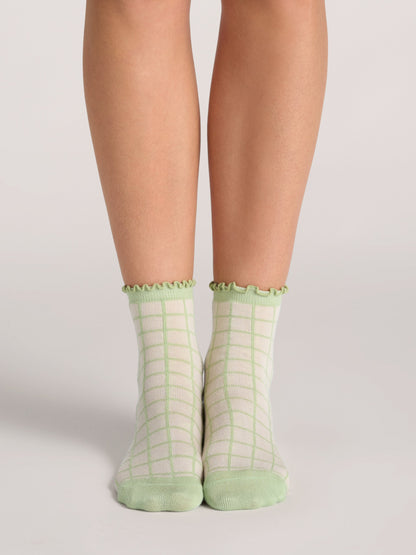  3 PK Women's Non Terry Ruffle Anklet | LT-GREEN