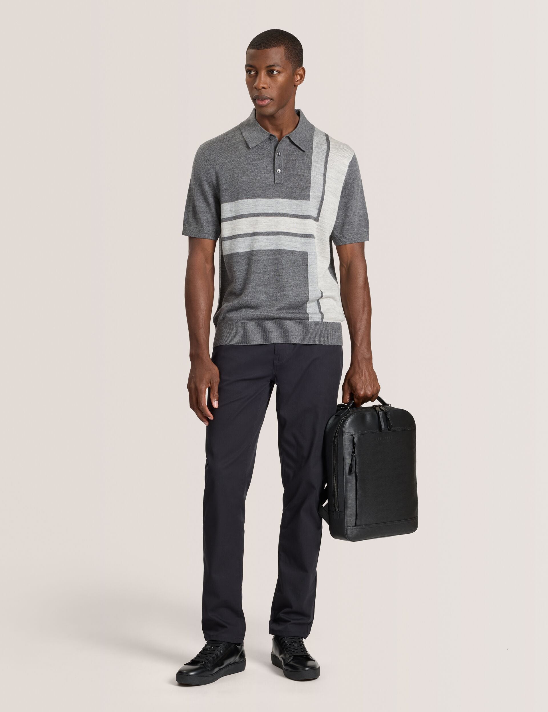  COMPACT HERRINGBONE TROUSERS | BLACK BEAUTY