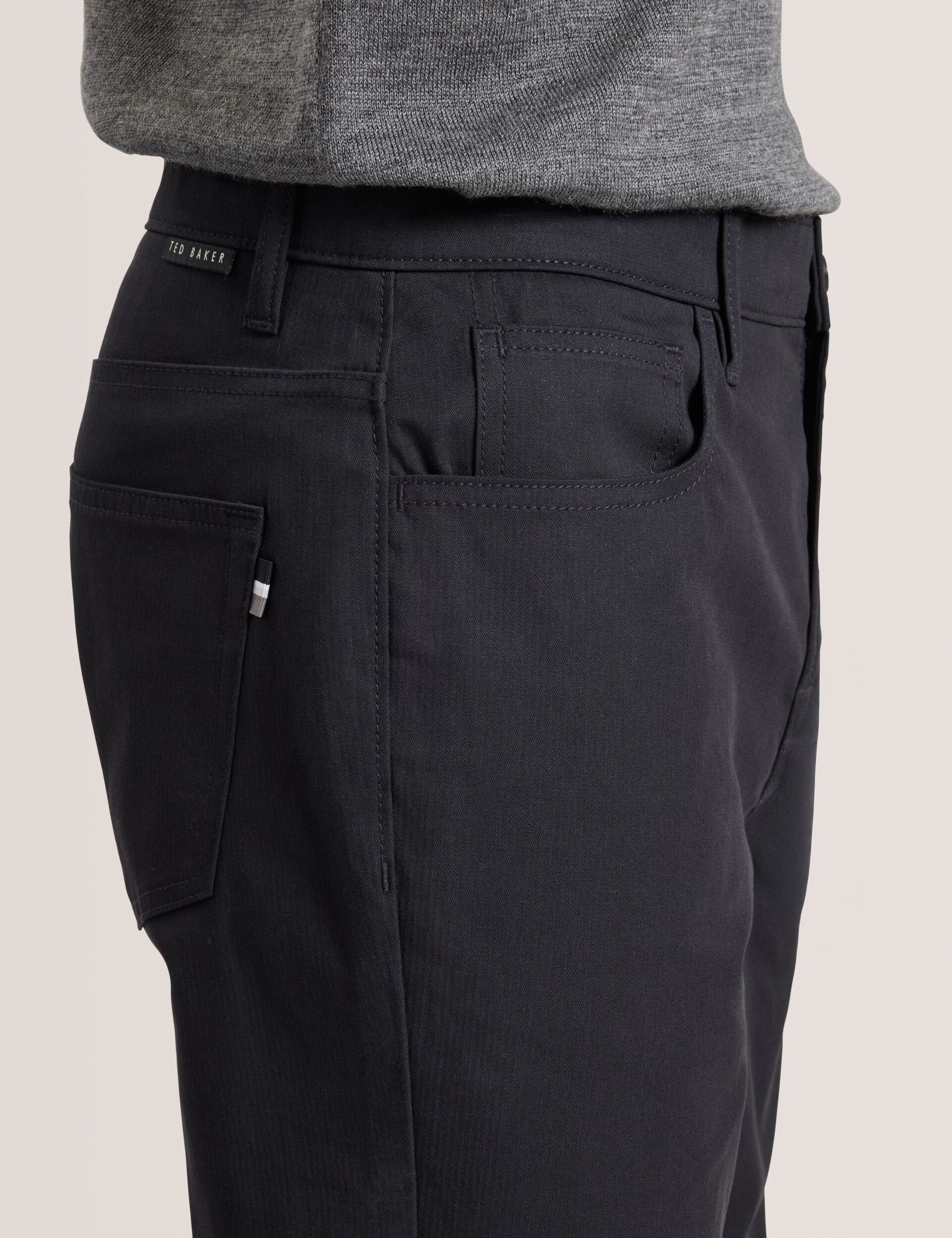  COMPACT HERRINGBONE TROUSERS | BLACK BEAUTY
