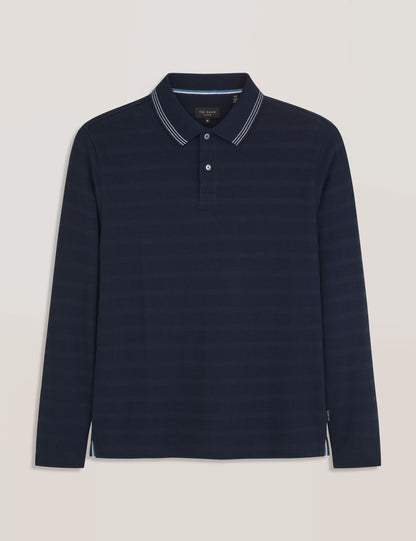  POPCORN STRIPE LONG SLEEVE POLO | SKY CAPTAIN