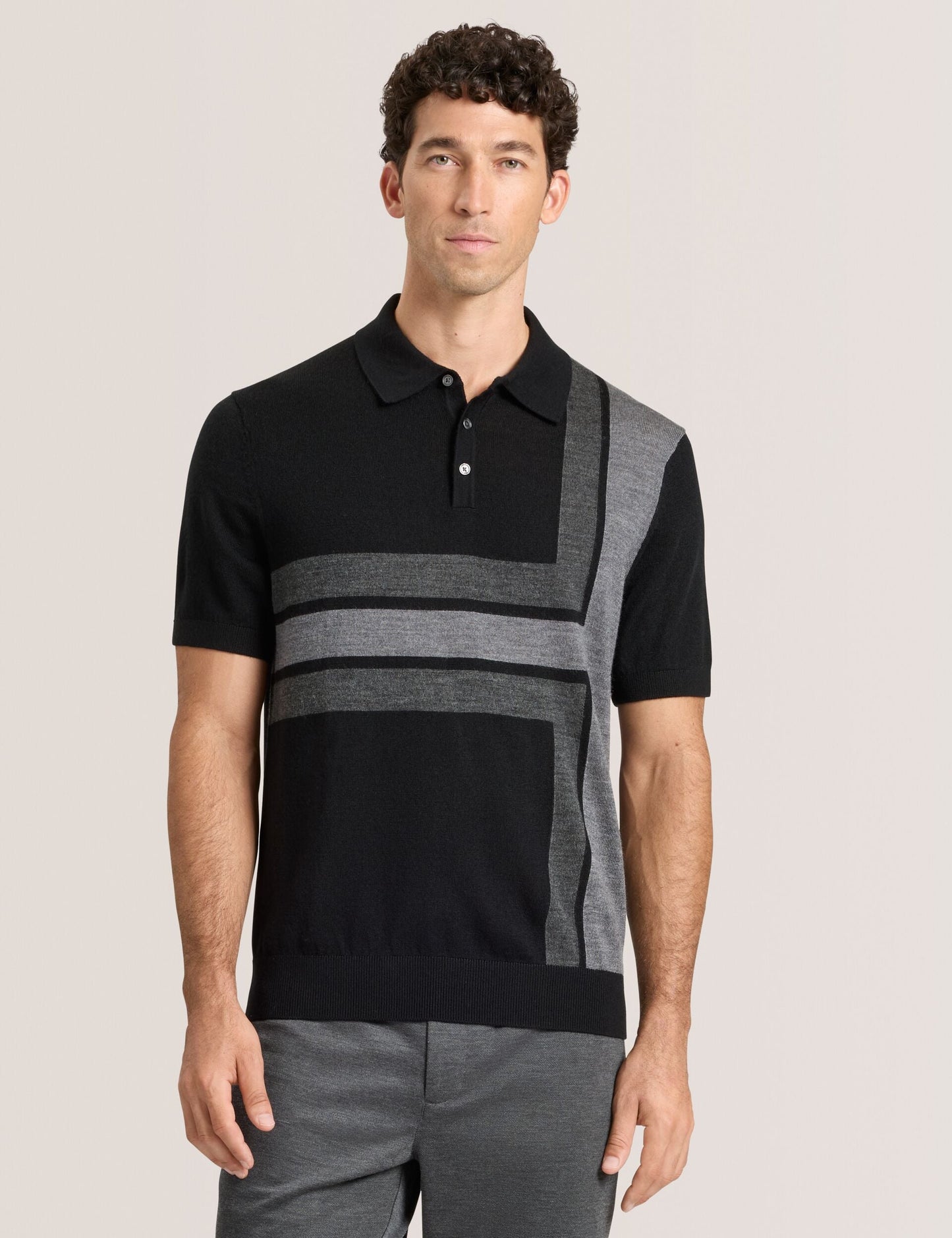  INTARSIA SWEATER POLO | BLACK BEAUTY