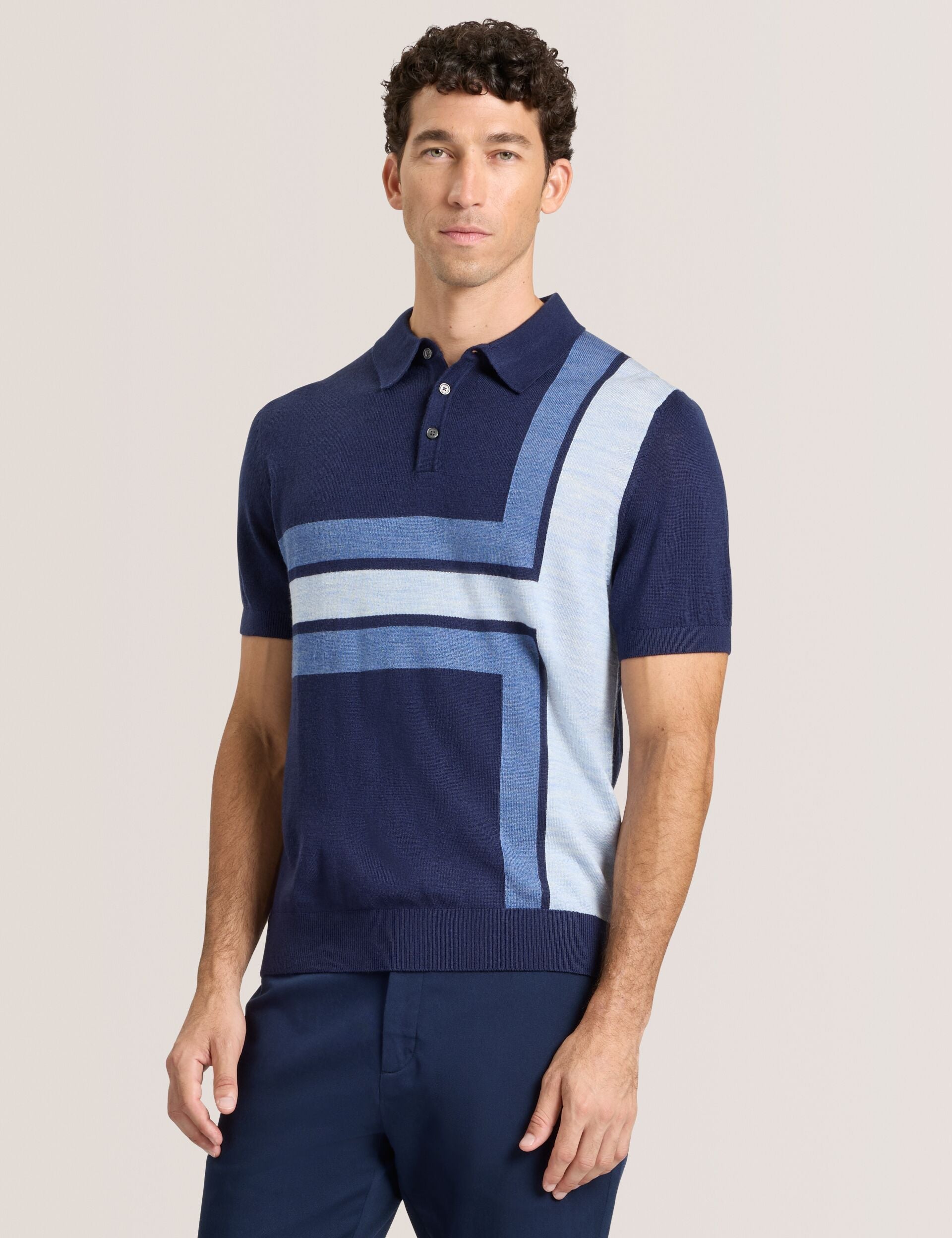  INTARSIA SWEATER POLO | SKY CAPTAIN