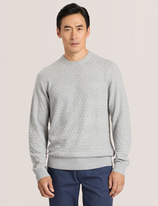  T STITCH LONG SLEEVE CREW NECK SWEATER | GREY HEATHER
