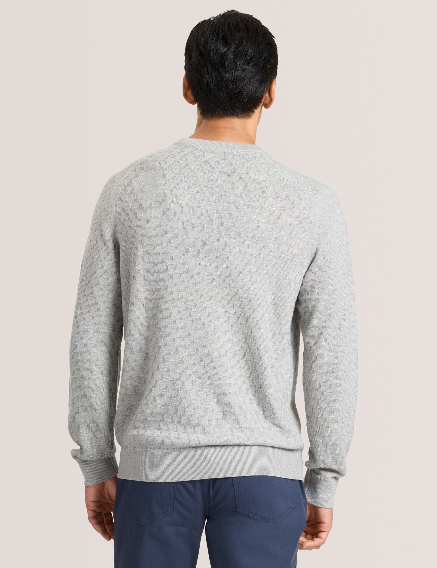  T STITCH LONG SLEEVE CREW NECK SWEATER | GREY HEATHER