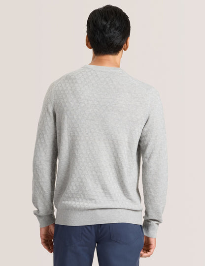  T STITCH LONG SLEEVE CREW NECK SWEATER | GREY HEATHER