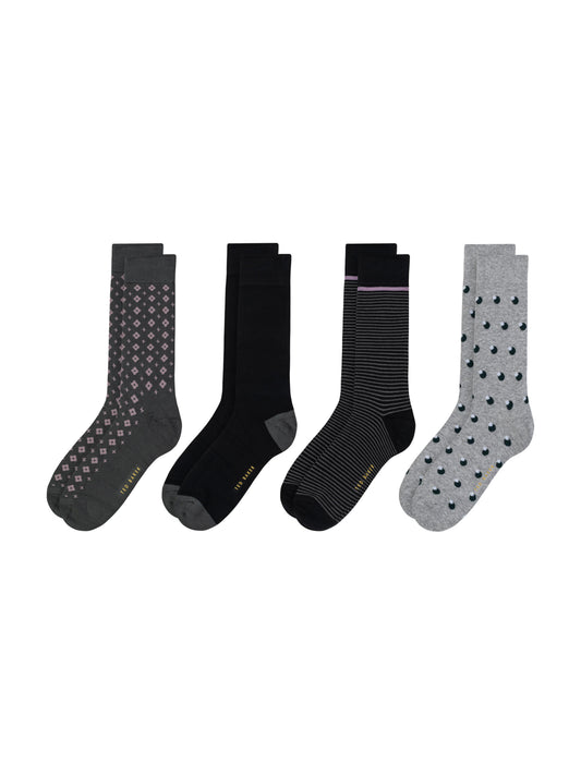  4 PK Men's Non Terry Dress Crew | GREEN